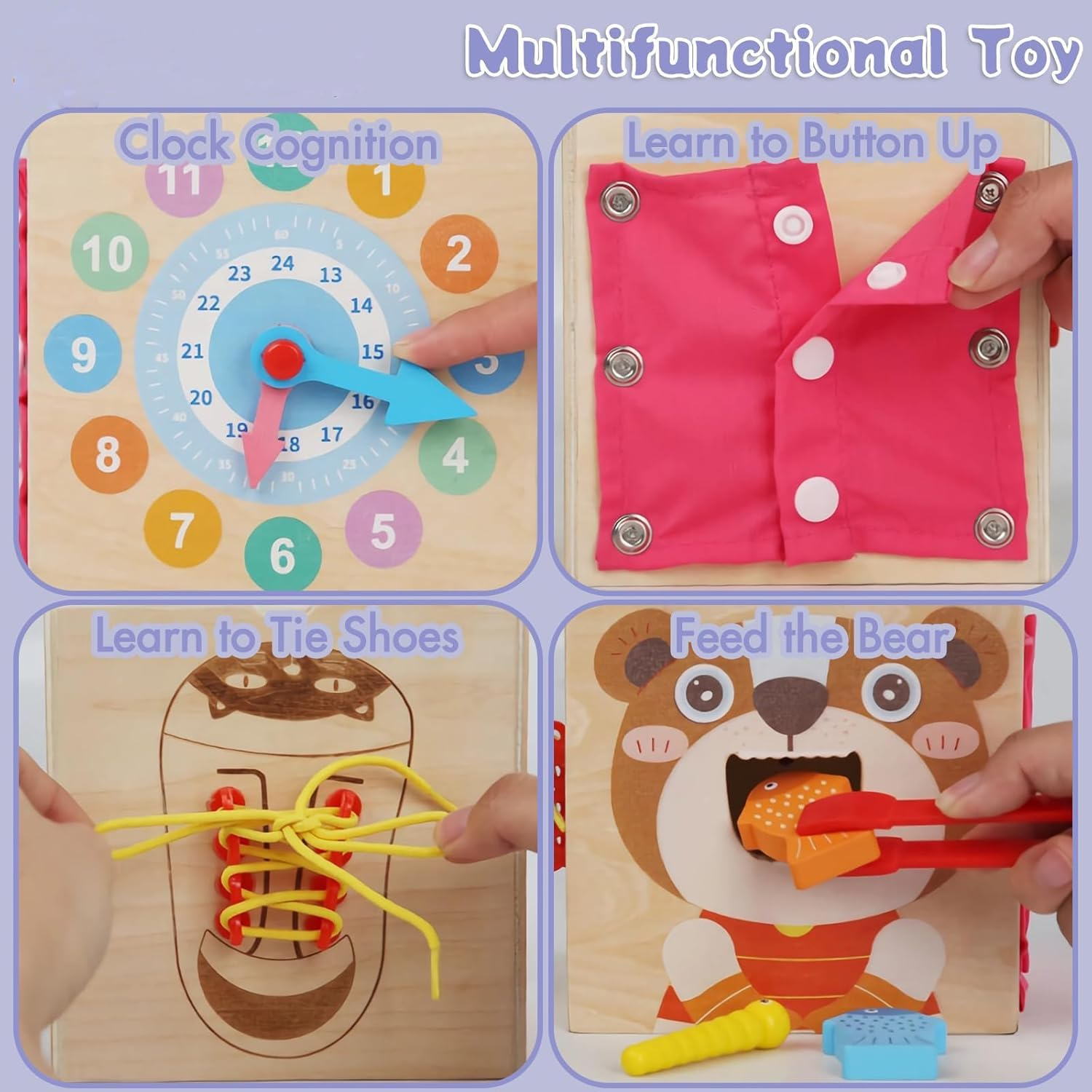 Wooden Activity Cube, 8-In-1 Shape Sorter Toy for Toddlers 1-3, Sensory Play Center with Shape Sorting Box Magnetic Fishing Spinners Educational Developmental Toy for Babies 6-12 Months image number 5