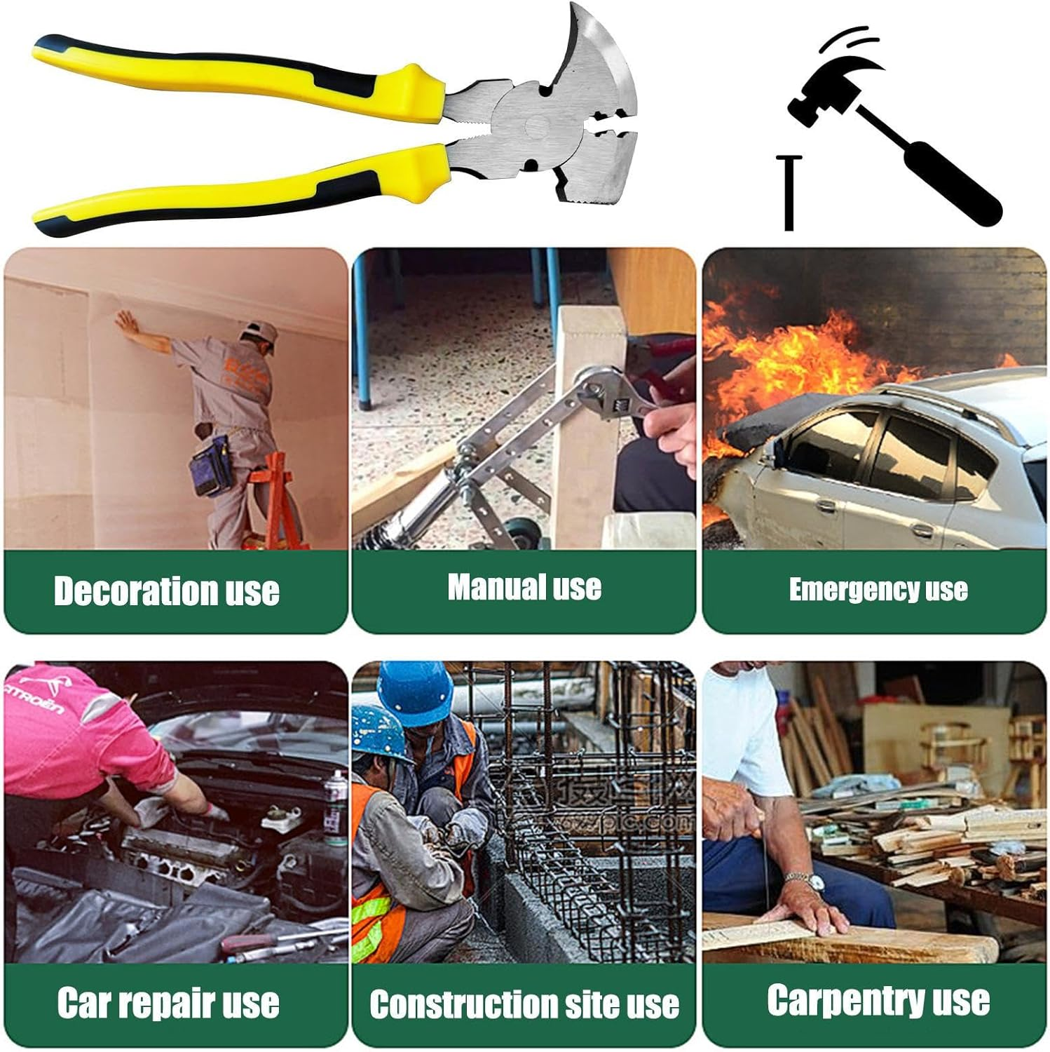 Fencing Tools | Fence Tool Cutter Staple Puller,Staple Nail Hammer Head Hand Puller for Wire Bending Cutting Gripping Cable Home Farm Wire Cable image number 1