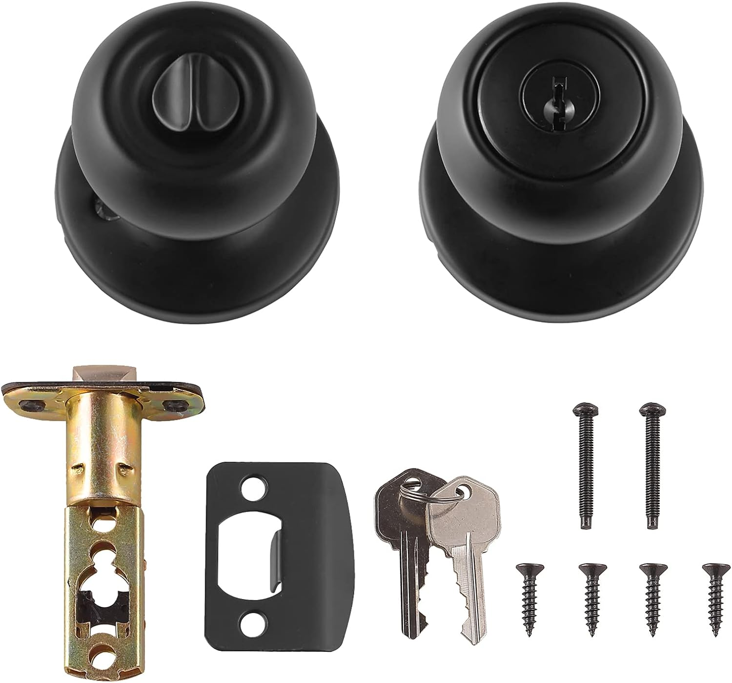Amazon Basics Exterior Door Knob with Lock, Coastal, Matte Black image number 4