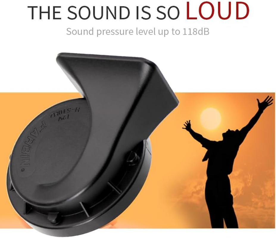 FARBIN Compact Horn 12V Car Horn Tone Waterproof Motorcycle Horn Electric Snail Horn Universal for Any 12V Vehicles (Single Pitched Snail Horn, 12V) - Snail Horn image number 4