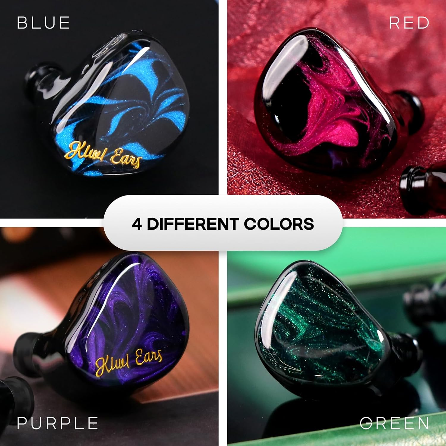 Linsoul Kiwi Ears Cadenza 10Mm Beryllium Dynamic Driver IEM 3D Printed with Detachable Interchangeable Plug 0.78 2Pin 3.5Mm IEM Cable for Musician Audiophile (Green) - Blue image number 4