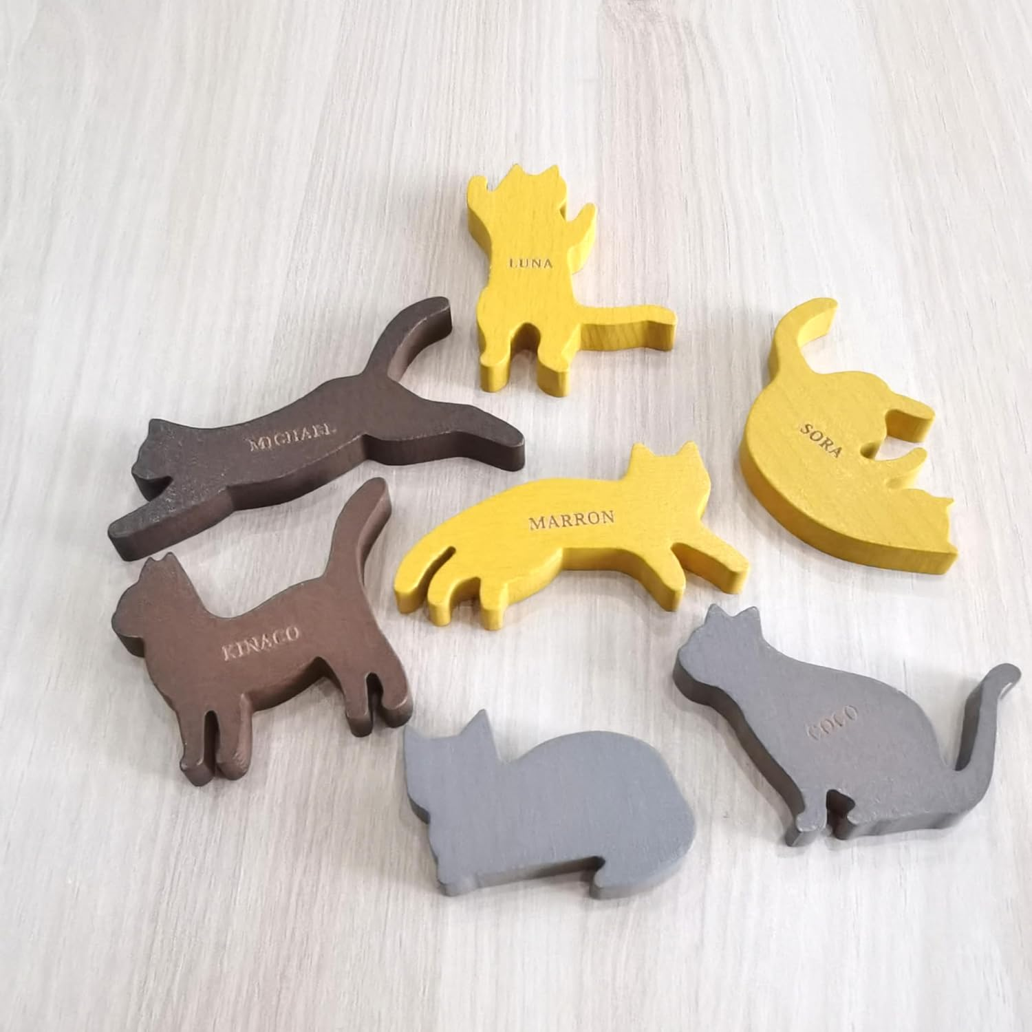 BEACENOV Wooden Stacking Toy Cats,Wooden Toys for Toddler Kids, Cat Lover Gifts,Set of Sixteen Mini Wood Cats,Educational Game,Nursery Decoration,Cute Cat Decor for Children Room,Cat Gifts for Kids image number 1