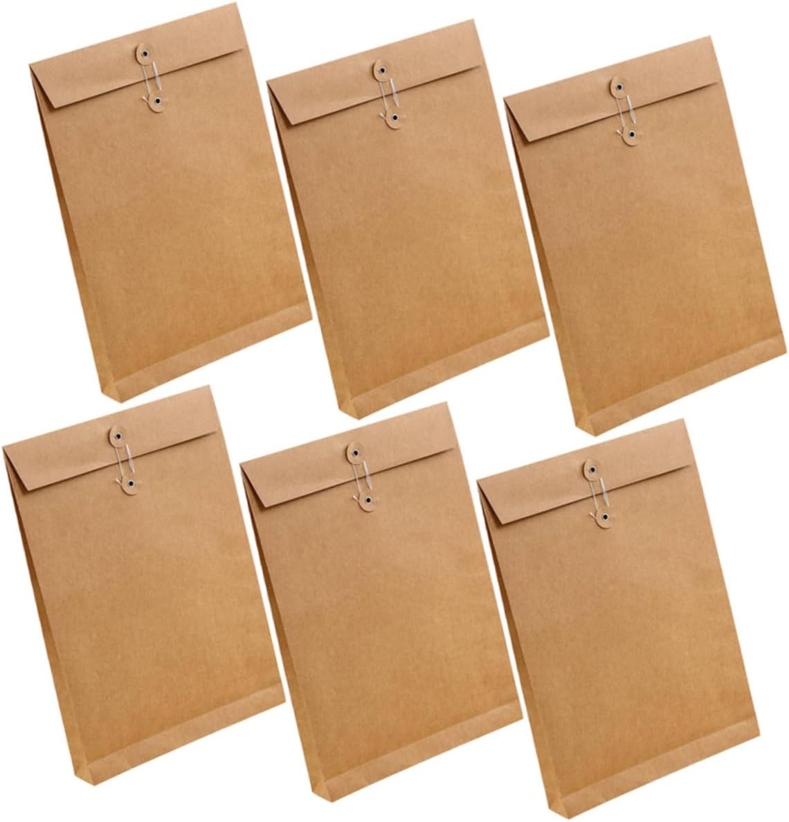 ARTIBETTER 6Pcs A4 Kraft Paper File Bag Document Carrier with Square Bottom 24X34X4Cm Vertical Paper Organizer Suitable for Office Business Storage image number 2