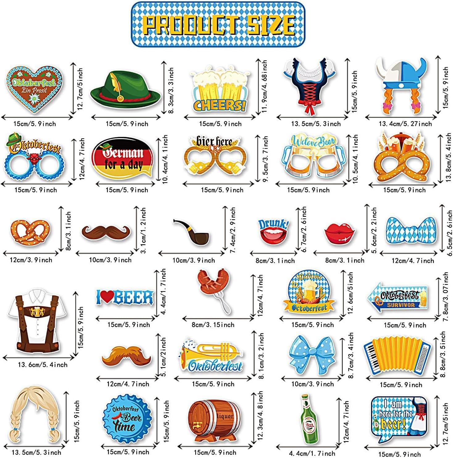 Oktoberfest Photo Booth Props, German Oktoberfest Selfie Props - Funny Party Supplies Backdrop for Outdoor Indoor Events Halloween Photoshoot image number 1