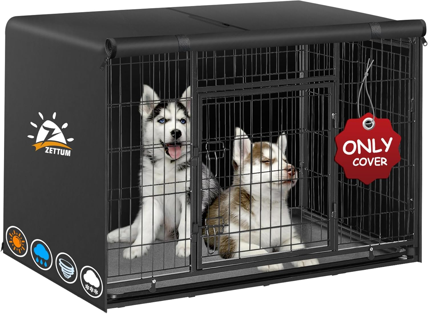 Zettum Dog Crate Cover - 600D Kennel Crate Covers for Dog Cage Waterproof & Heavy Duty, Small Dog Cage Cover Universal Fit for Most Wire Pet Crates(Cover Only) image number 4