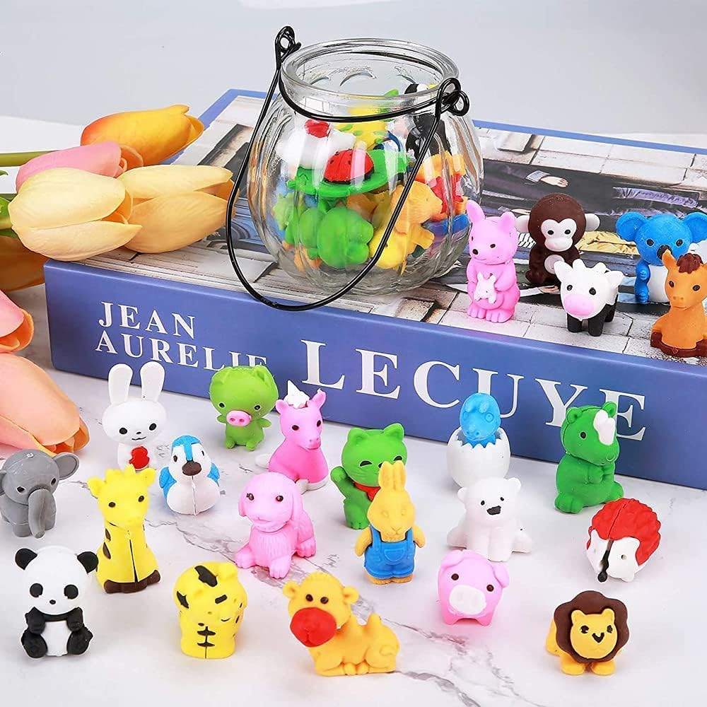 36 PCS Animal Erasers, Bulk Pencil Erasers Come Apart Puzzle Eraser Toys for Classroom Rewards, Party Favors, Games Prizes, Easter Egg Fillers, Carnivals Gift and School Supplies (Random Designs) image number 5
