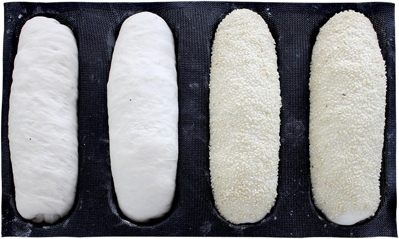 Bluedrop Silicone Bread Forms for Hot Dog Baking Molds Sandwich Making Sheet 4 Caves 9 Inches Loaf Eclair Mats image number 4