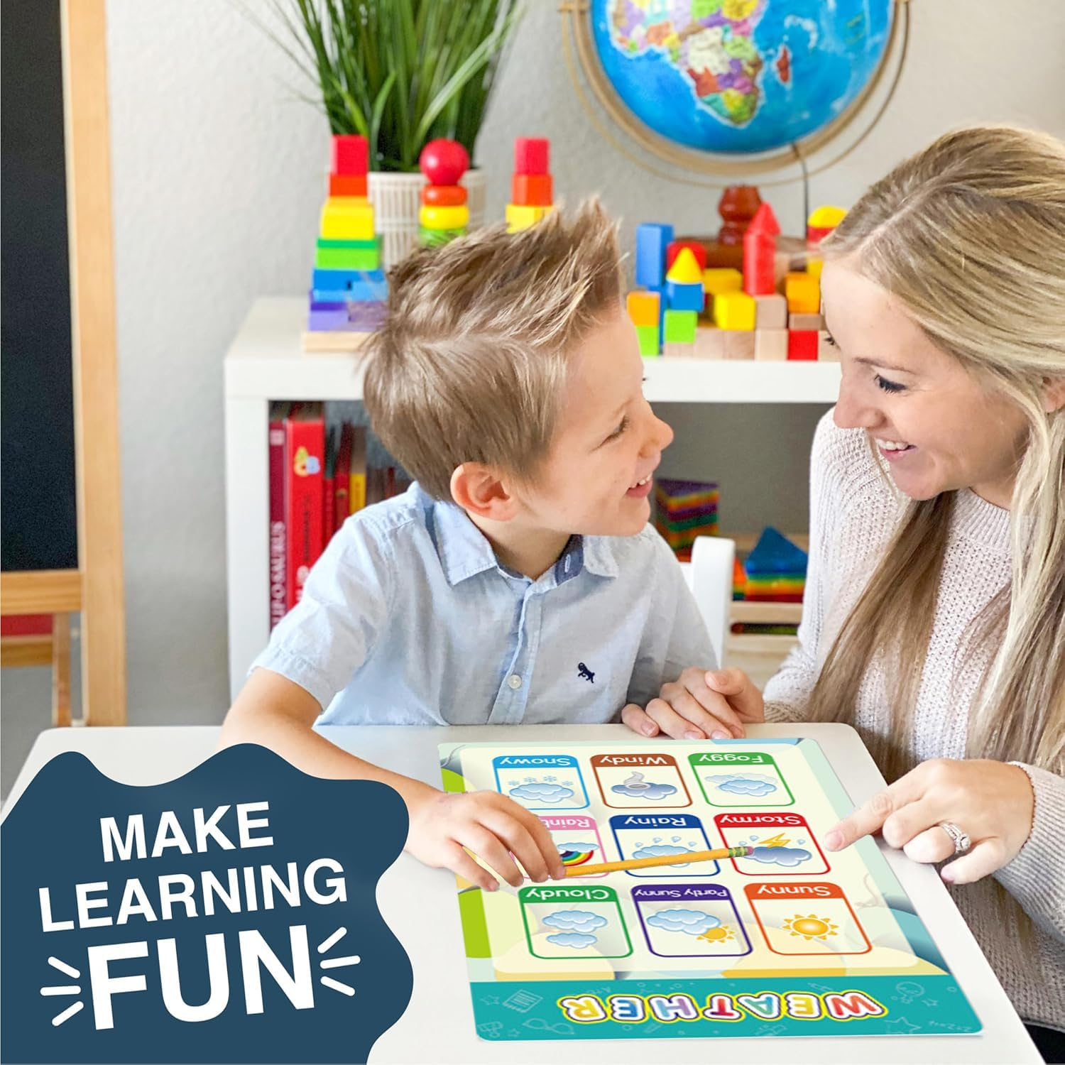 16 Educational Posters for Classroom & Kindergarten, Kindergarten Classroom Must Haves, Laminated Prek Learning Chart Materials Solar System, ABC Alphabet, Shapes, Colors, Days of the Week, Multiplication Table Etc.