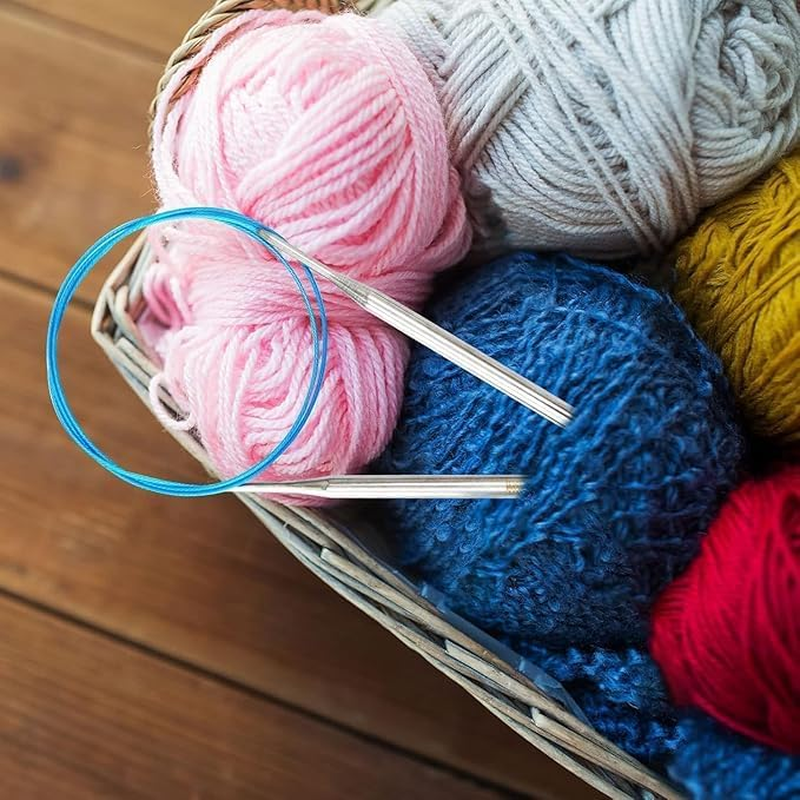 6Pcs 80Cm Circular Knitting Needles Set,6 Sizes Stainless Steel Knitting Needles,Knitting Needles round with Cable,Long & Smooth Metal round Needles,Size 2.25Mm 3.25Mm 4Mm 5Mm 7Mm 9Mm