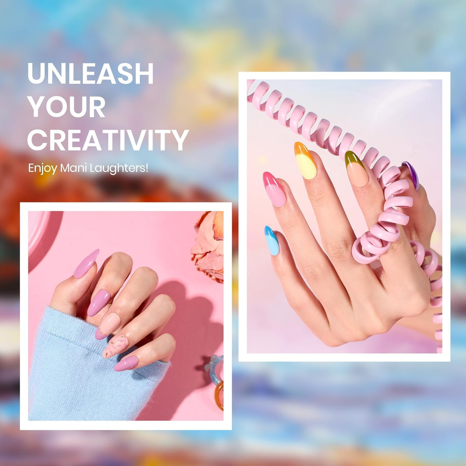 Vishine 36Pcs Pretty Blue Purple Glitter Gel Nail Polish Set, Base Coat Glossy Matte and Glitter Top Coat Nail Polish Set Green Red Pink Collection image number 4