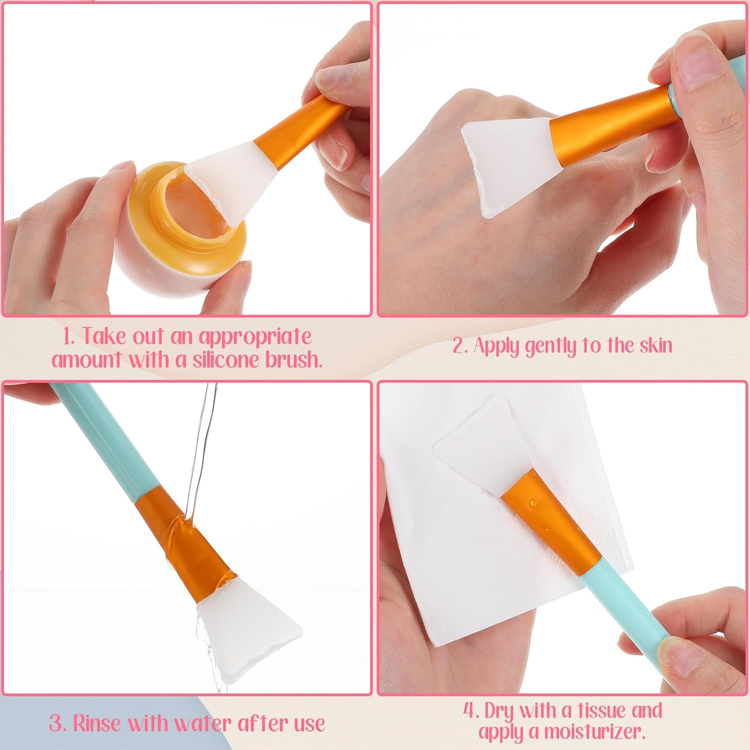 6 Piece Face Mask Brush Silicone Mask Brush Set Face Face Applicator Fan Makeup Skin Care Applicator Brush Mask Applicator Tool for Sleep Mask Mud Mask Skin Care Aesthetic image number 6