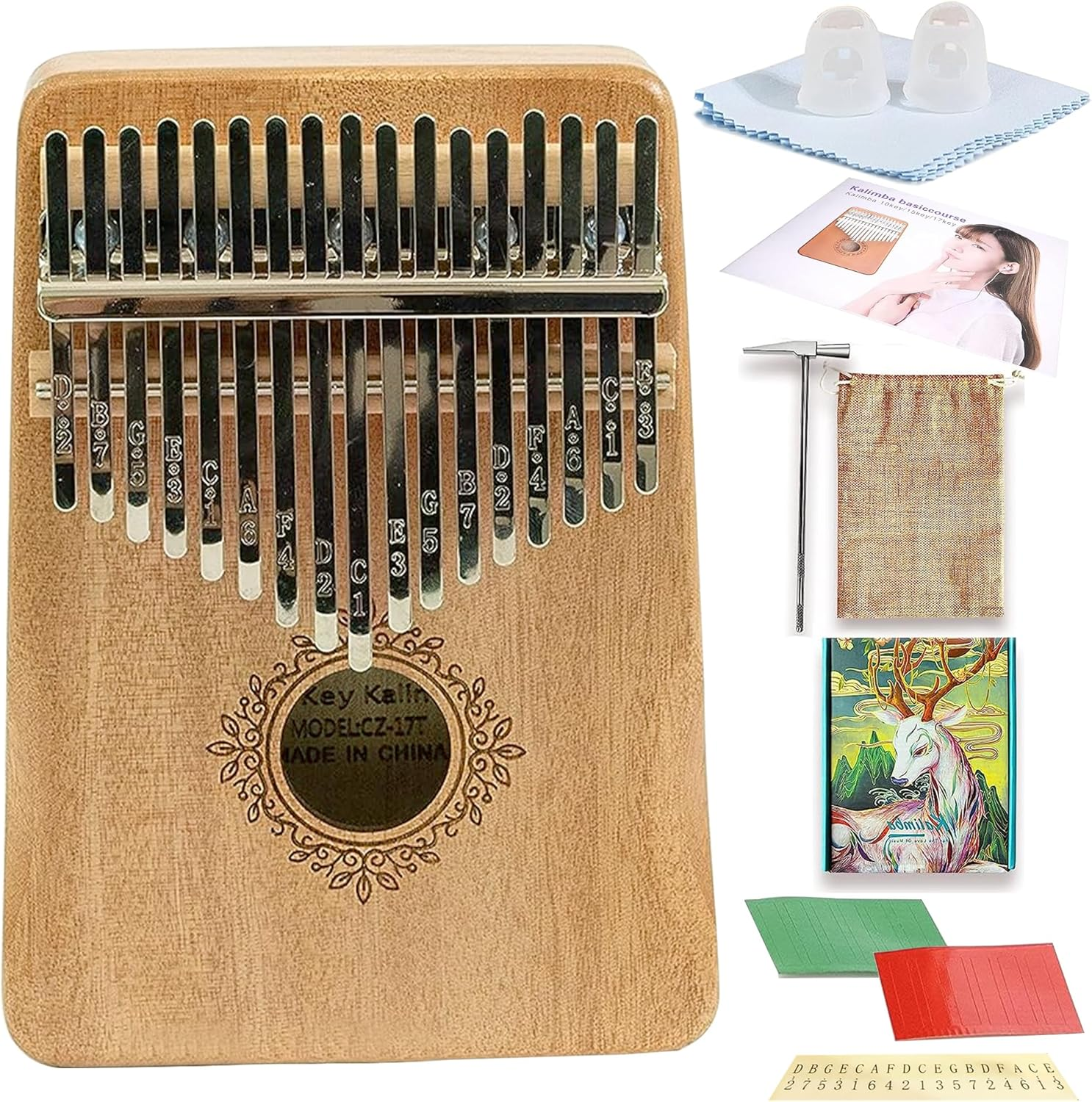 17 Key Kalimba Thumb Piano - Wood Finger Piano with Mahogany Body, Portable Mbira for Kids, Adults, Beginners, Professionals (01) image number 3