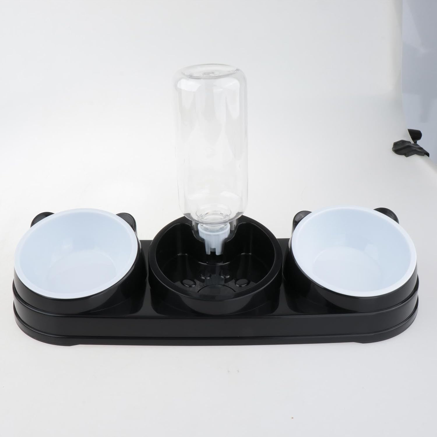 Shengquanhao 3-In-1 Cat Bowl Set, Elevated Pet Bowls with Automatic Water Bottle, Raised Cat Bowl, Wet and Dry Food Bowl for Puppy Drinking, Black - Gray image number 4