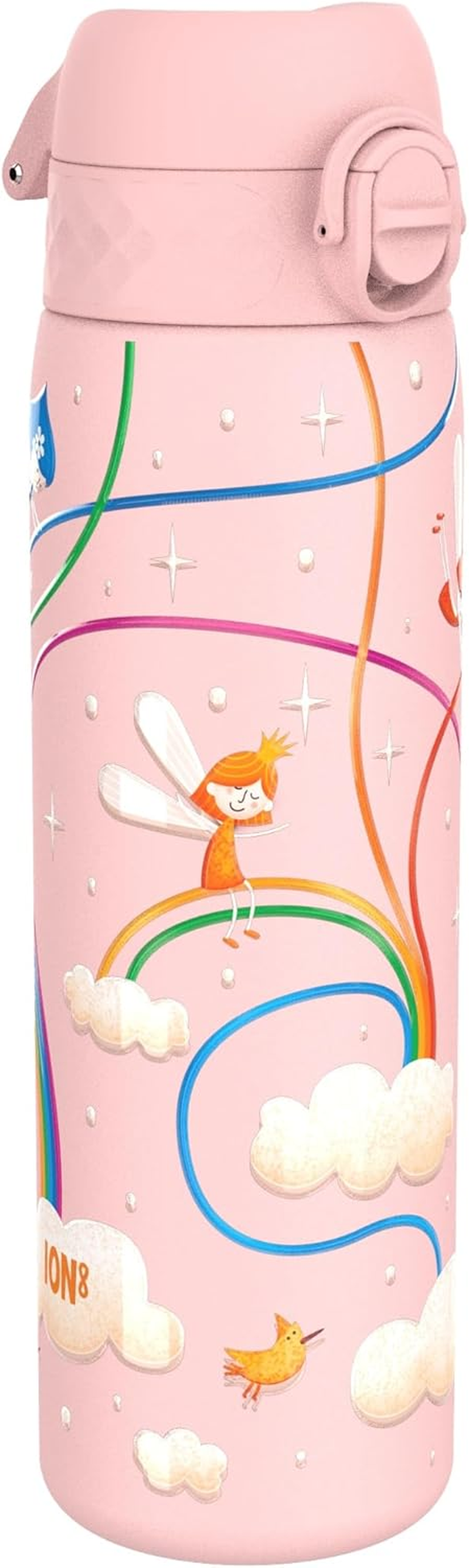 Ion8 Steel Water Bottle, 600 Ml, Leak-Proof, One-Handed Opening, Secure Locking, Dishwasher Safe, Flip Lid, Carry Handle, Easy to Clean, Durable, Fairy Design image number 2