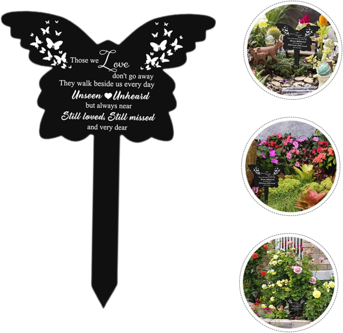 Yardenfun Memorial Butterfly Stake Cemetery Decoration Outdoor Garden Stake Acrylic Butterfly Lawn Ornament Grave Memorial Plaque for Cemetery and Yard Use image number 2