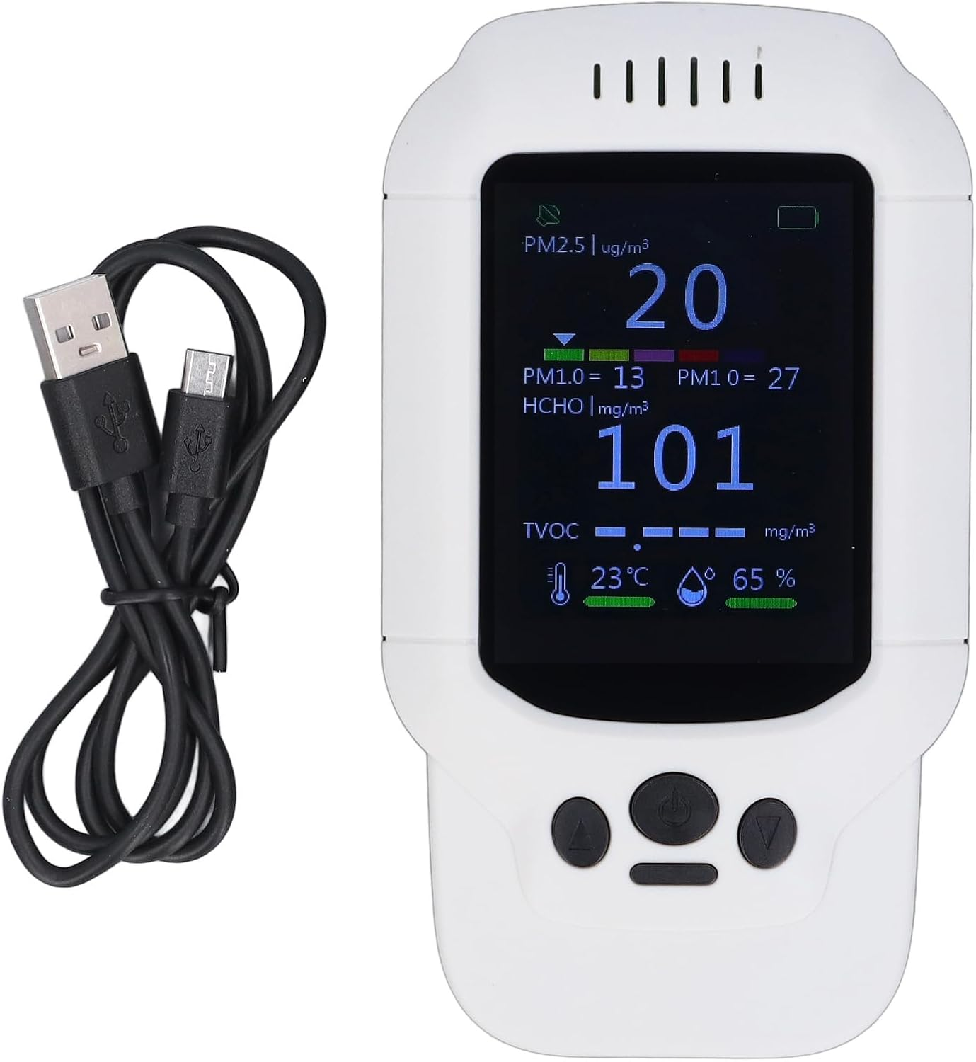 Focket PM2.5 PM1.0 PM10 Monitor, Real Time Indoor Air Quality Detector with Temperature Humidity, Portable Air Quality Monitor for Home Office Travel image number 6