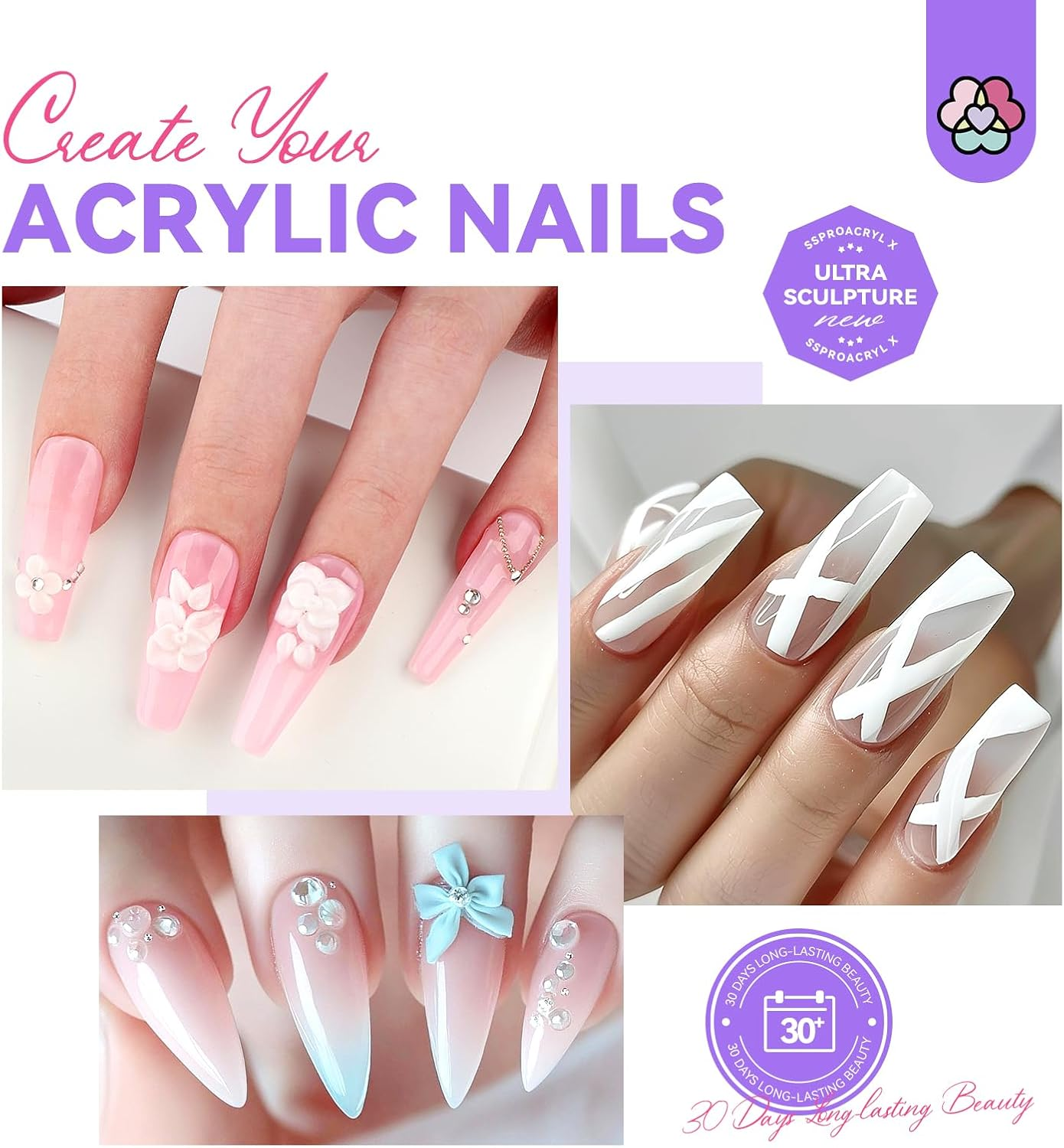 SAVILAND Professional Acrylic Nail Liquid Kit - 240Ml EMA Monomer with 3 Nail Brushes & Dappen Dish Salon-Grade Liquid for Acrylic Powder Extensions for DIY image number 1