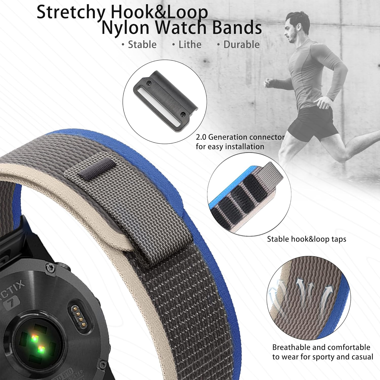 Watch Bands Compatible with Garmin Fenix 7 6 5 plus 6 Pro Instinct 1 2 Forerunner 955 945 935,Sport Loop 22Mm Watchband for Garmin S60 S62 Descent G1 Epix Gen 2 for Men image number 4