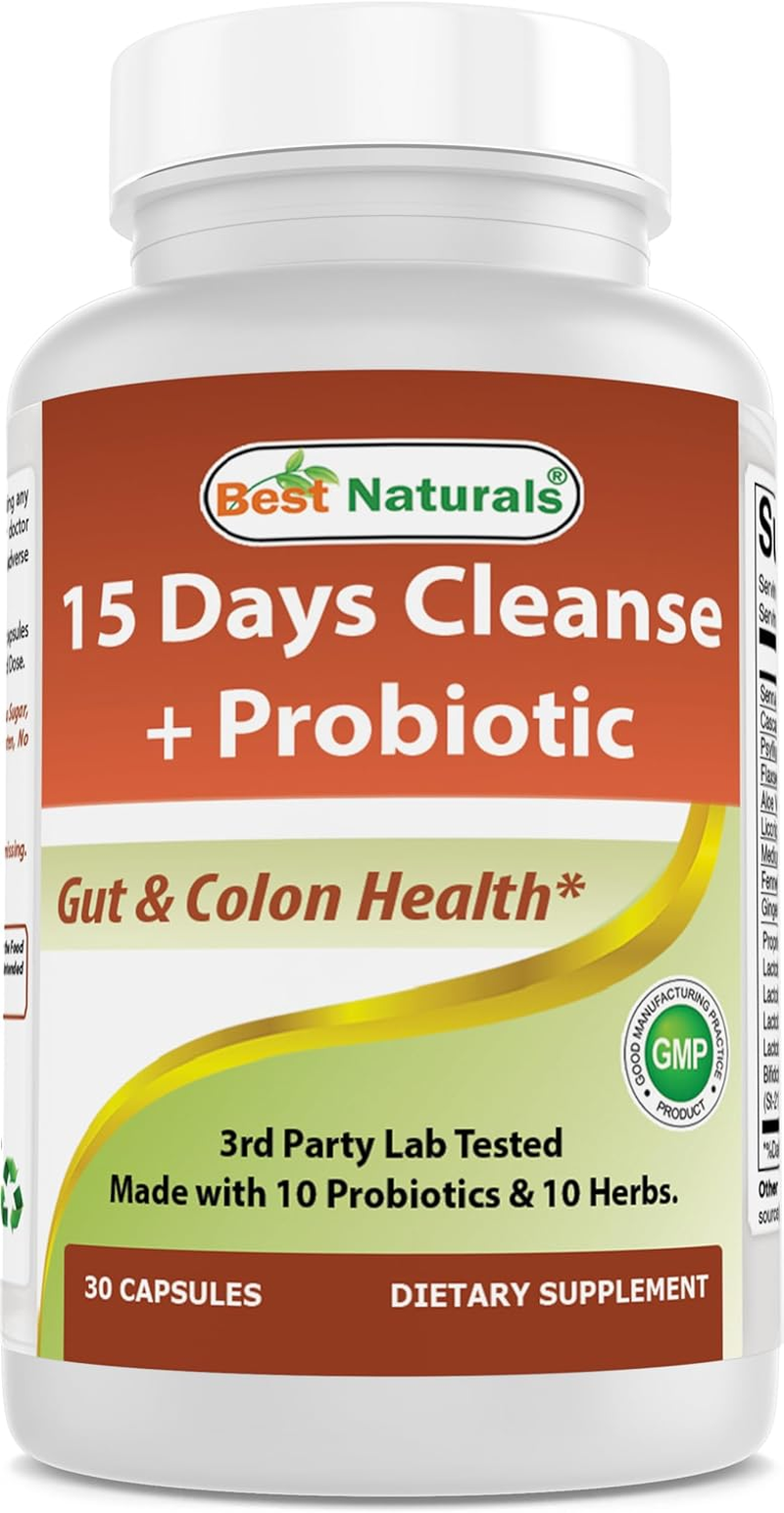 Best Naturals 15 Day Gut & Colon Cleanse + Probiotics for Women & Men with Senna, Cascara Sagrada & Psyllium Husk- 30 Capsules - Non-Gmo & Gluten Free. image number 2