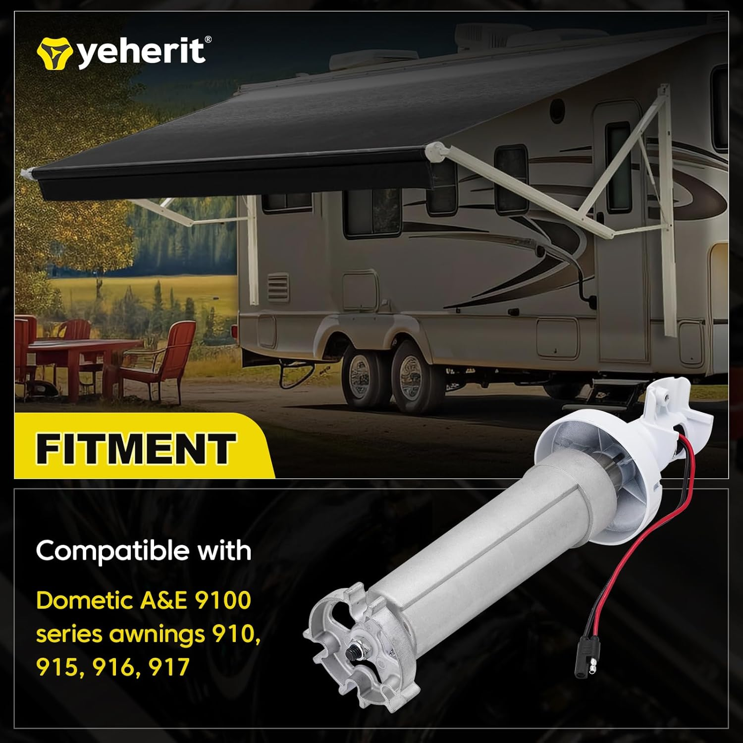 Awning Torsion Assembly White Compatible with Dometic 9100 Power Patio Awning Power Motor RH Drive Head Assembly 910 915 916 917 Replace# 3310423.209B image number 2