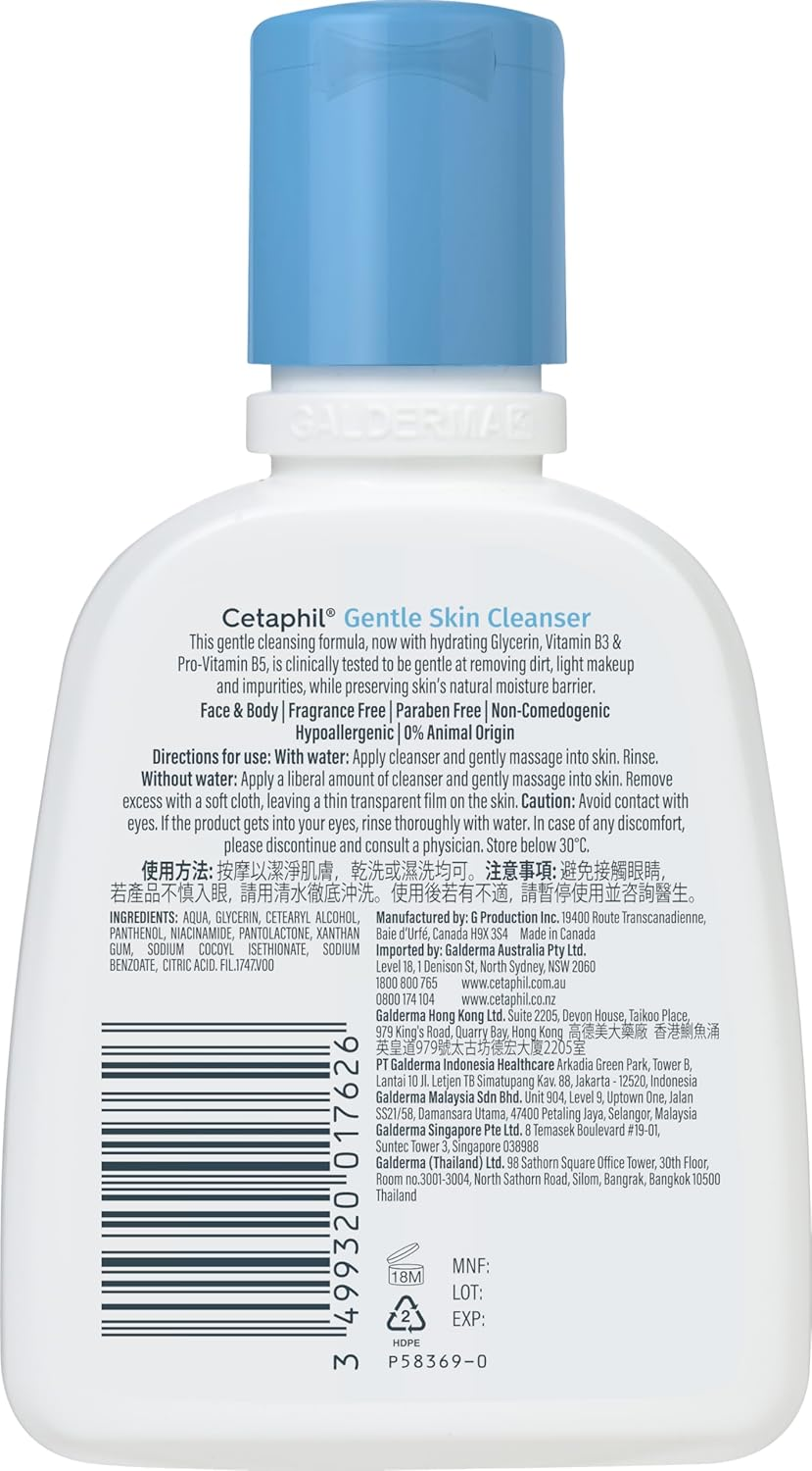 CETAPHIL Gentle Skin Cleanser 118Ml, Hypoallergenic Face Wash, with Hydrating Glycerin & Panthenol, Suitable for Sensitive Skin, Dermatologist Tested image number 4