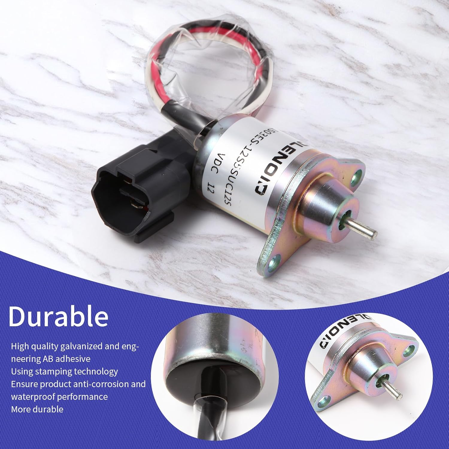 Fuel Shut off Solenoid 119233-77932 Yanmar 1503ES-12S5SUC12S Replace Woodward M810324 for John Deere 3038E 3036E 3032E 2025R 2032R 2027R 2036R Tractor Stop Solenoid 12VDC