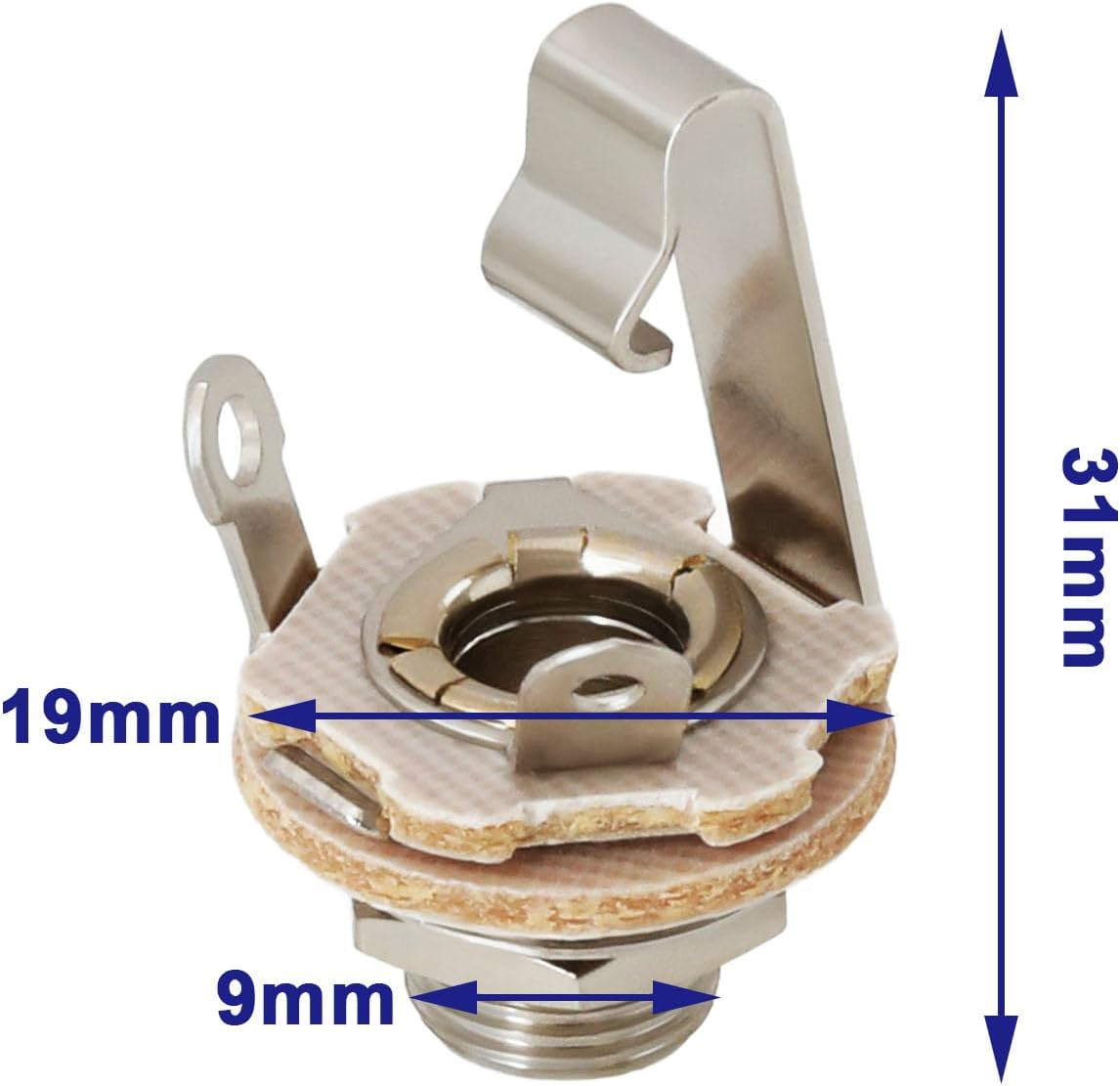 OTOTEC 10Pcs 1/4" Guitar Mono Jack 6,35Mm Brass Mono Panel Mount Jack Socket with Washer and Nut for Electric Guitar Bass Chrome image number 5