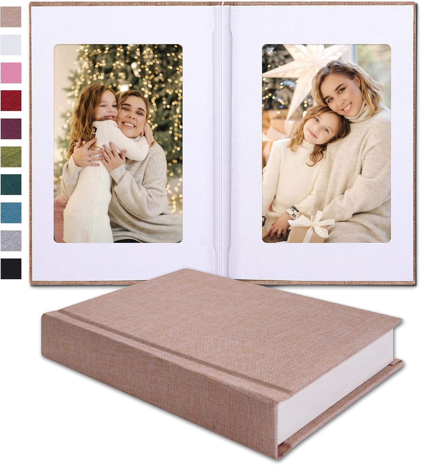 Small 4X6 Photo Album with Writing Space Holds 30 Photos Ideal for Wedding Theme-Album and Baby Photo Album (Beige)