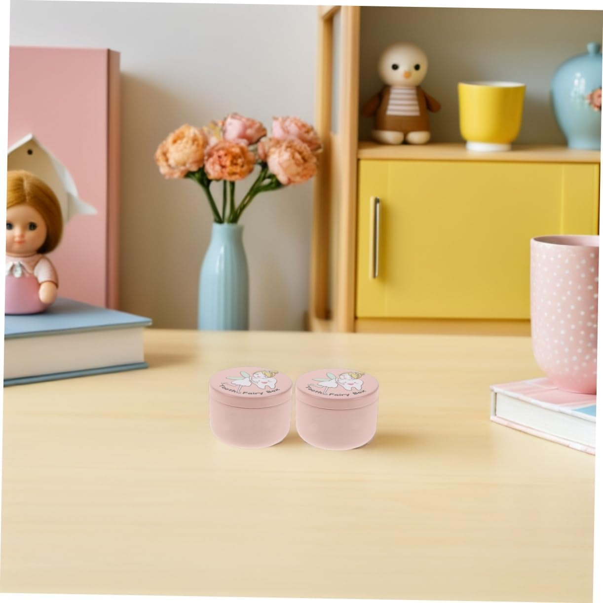 GLEAVI 2Pcs Tooth Storage Box: Baby Keepsake Box for First Hair Case Cute Lost First Haircut Keepsake Toddler Hair Case for Birthday Present Pink