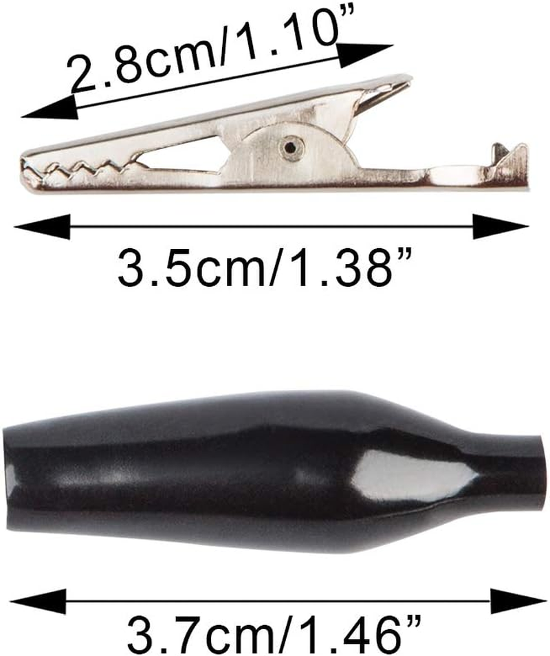 60 Pack 1.4''/35Mm Silver Tone Alligator Clips,Danzix Crocodile Silver Tone Nickel Plated Electric Test Clamps with Red/Black Protective Insulation Cover for Laboratory Testing image number 6