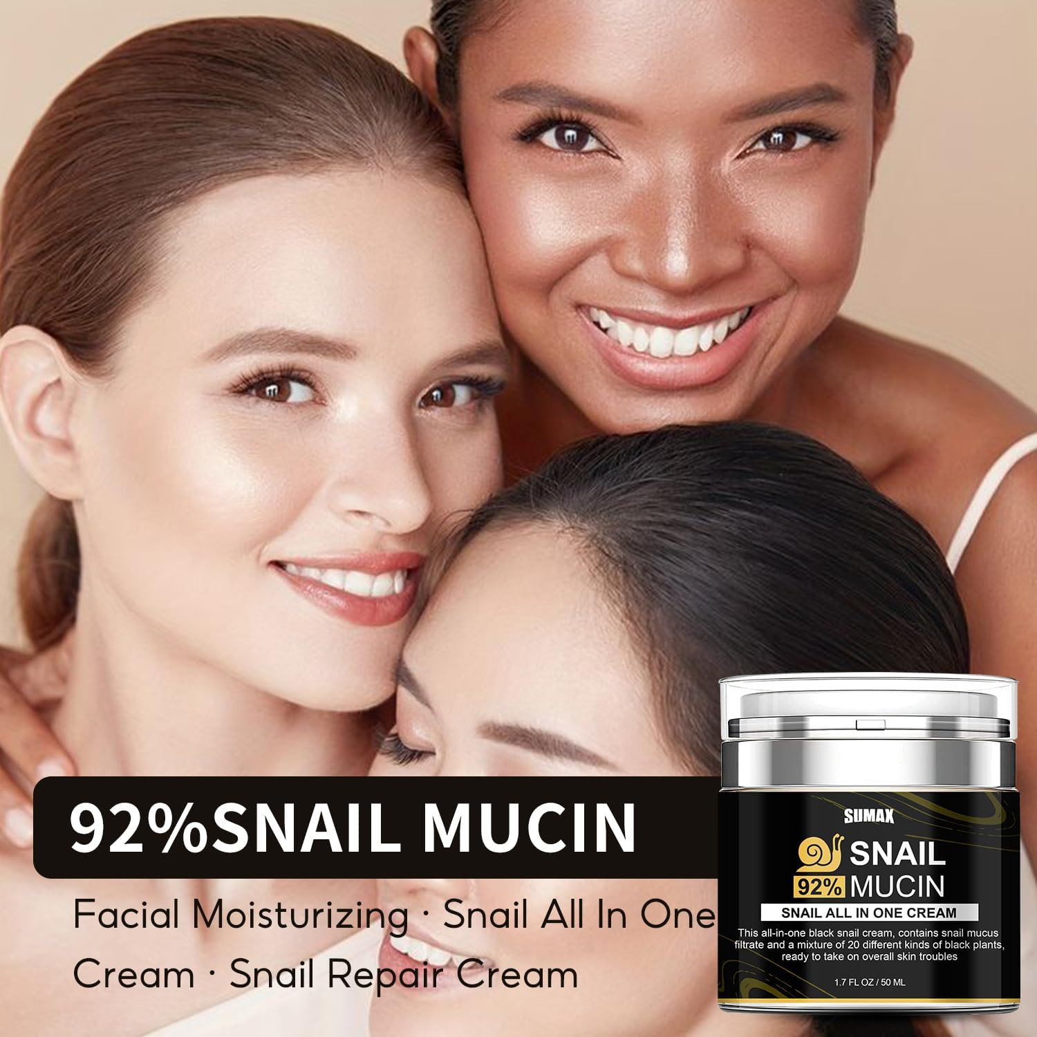 92% Snail Mucin Filtrate Essence - 50Ml Korean Face Cream for Hydration, Skin Repair & Pore Care, for All Skin Types image number 5