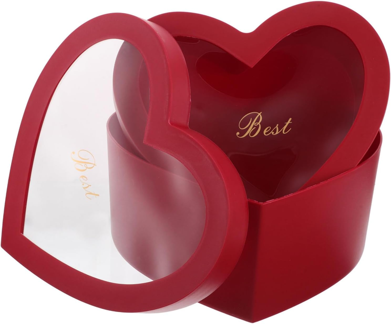 SAFIGLE 2Pcs Valentine'S Day Box Heart Shaped Boxes for Presents DIY Window and Lids Flower for Packaging