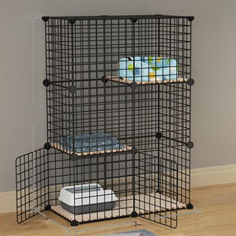 AUKO DIY Cat Cage, Detachable Metal Wire Large Kitten Enclosure with Ladder, Indoor Outdoor Kennels Playpen, Crate Large Exercise Place (White 75X109X75Cm)