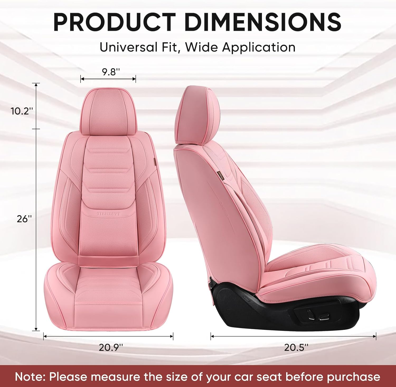 TIEHESYT Pink Car Seat Covers Front Pair, Breathable Leather Automotive Front Seat Covers & Headrest, Auto Seat Cover, Compatible with Most Cars Sedans SUV Pickup Trucks image number 6