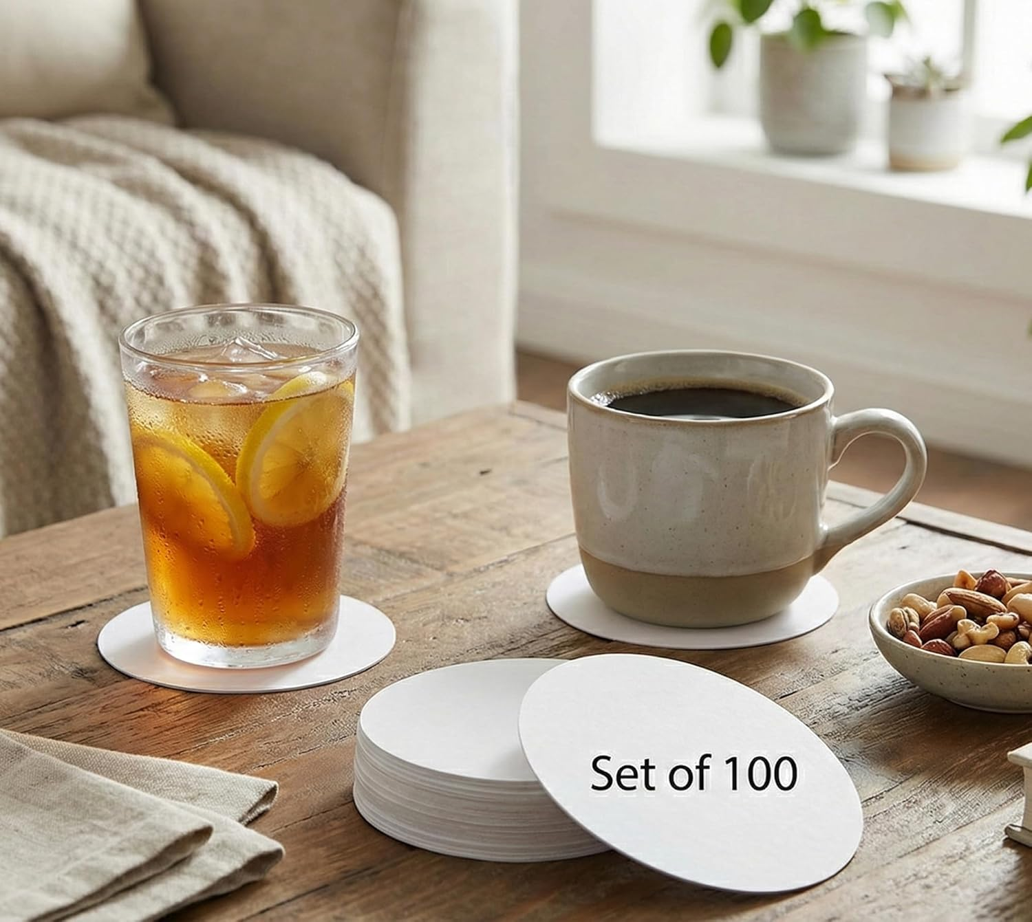 Esplanade Disposable Printed Paper Coasters (Set of 100)- Use and Throw Reversible Paper Coasters-Perfect for Bar, Hotel, Restaurant Purpose & Parties. image number 6