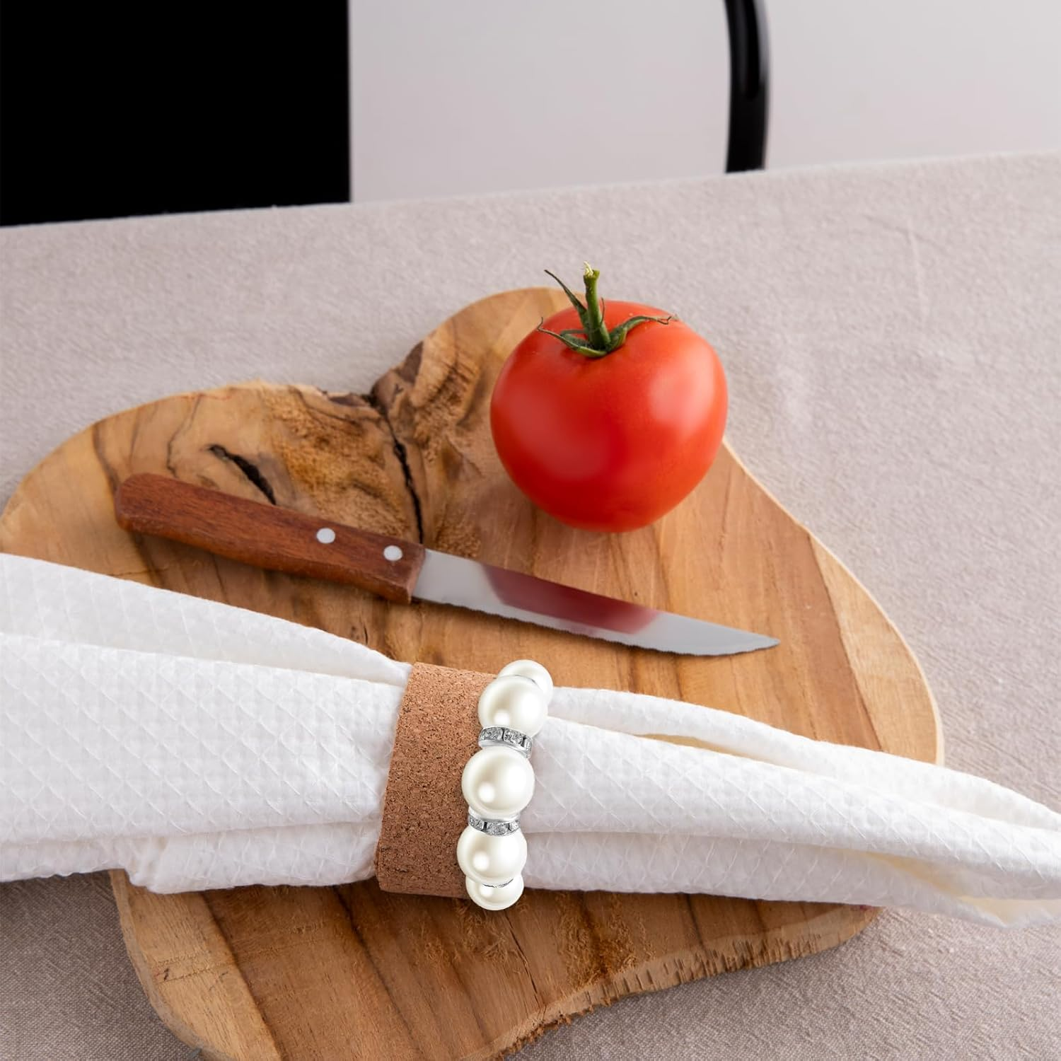 TEAONE Pearl Napkin Rings, 10 PCS Wedding Napkin Holders for Anniversary, Banquet, Party, Daily Use (4Cm/1.57In) image number 3