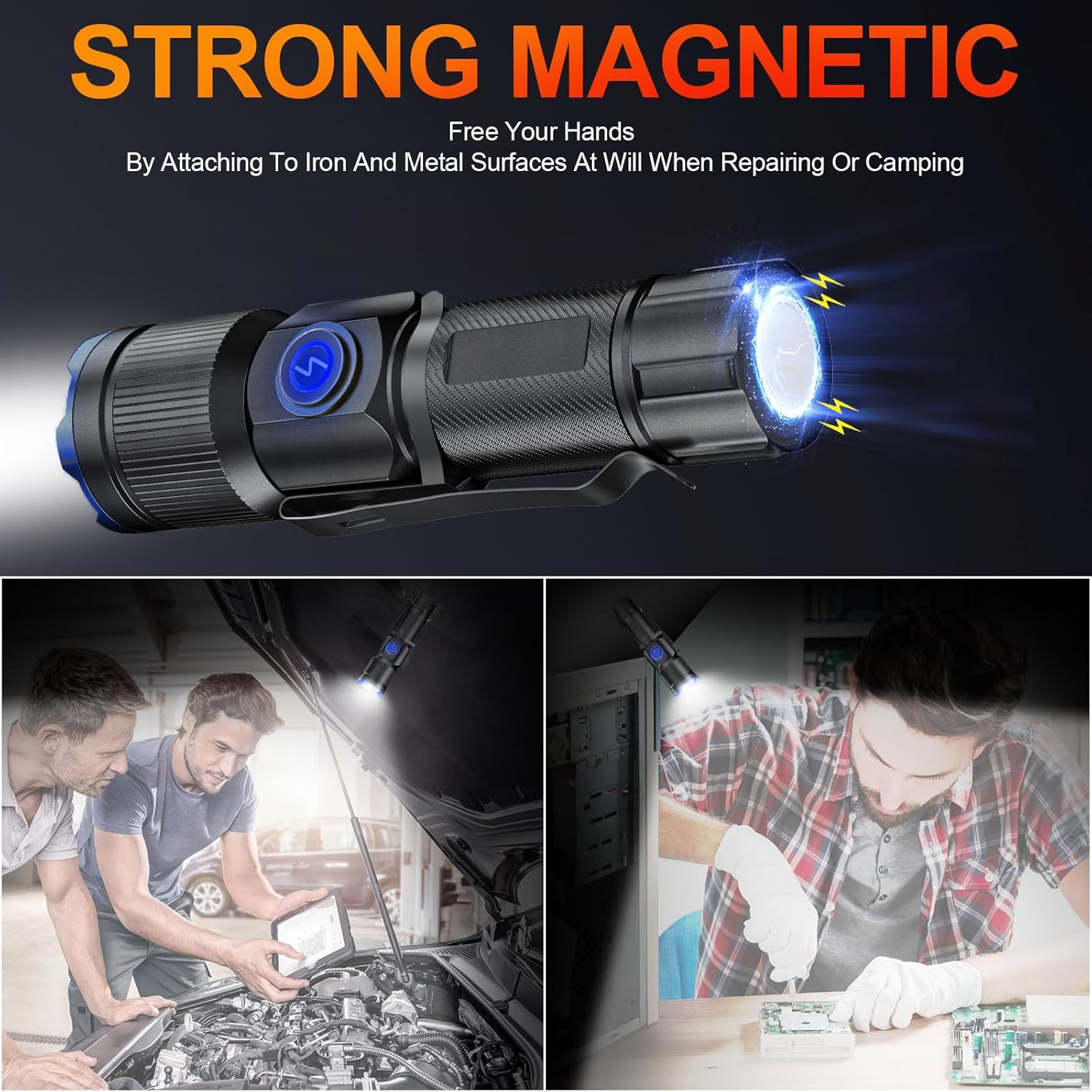 Skylla LED Torch Rechargeable, [2 Pack] Super Bright with Adjustable Focus, 5 Modes, 26-Hour Runtime, Waterproof, Compact Flashlight for Emergencies, Power Outages, Walking, Camping - Green image number 4