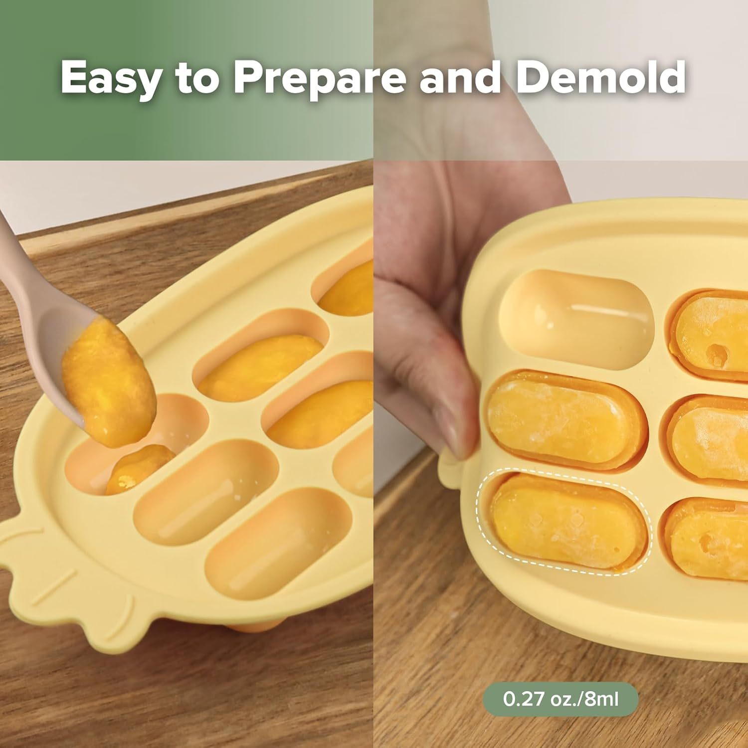 Haakaa Baby Popsicle Mold - Baby Food Maker & Breastmilk Teething Freezer Tray - BPA Free Silicone-Yellow image number 5