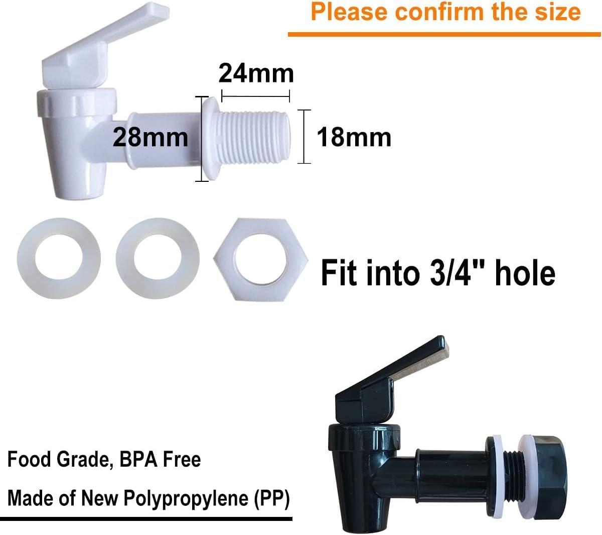 10 Sets Replacement Cooler Faucet, Reusable Nozzle for Beverage Lever Pour Water Dispenser, Bpa-Free Plastic image number 4