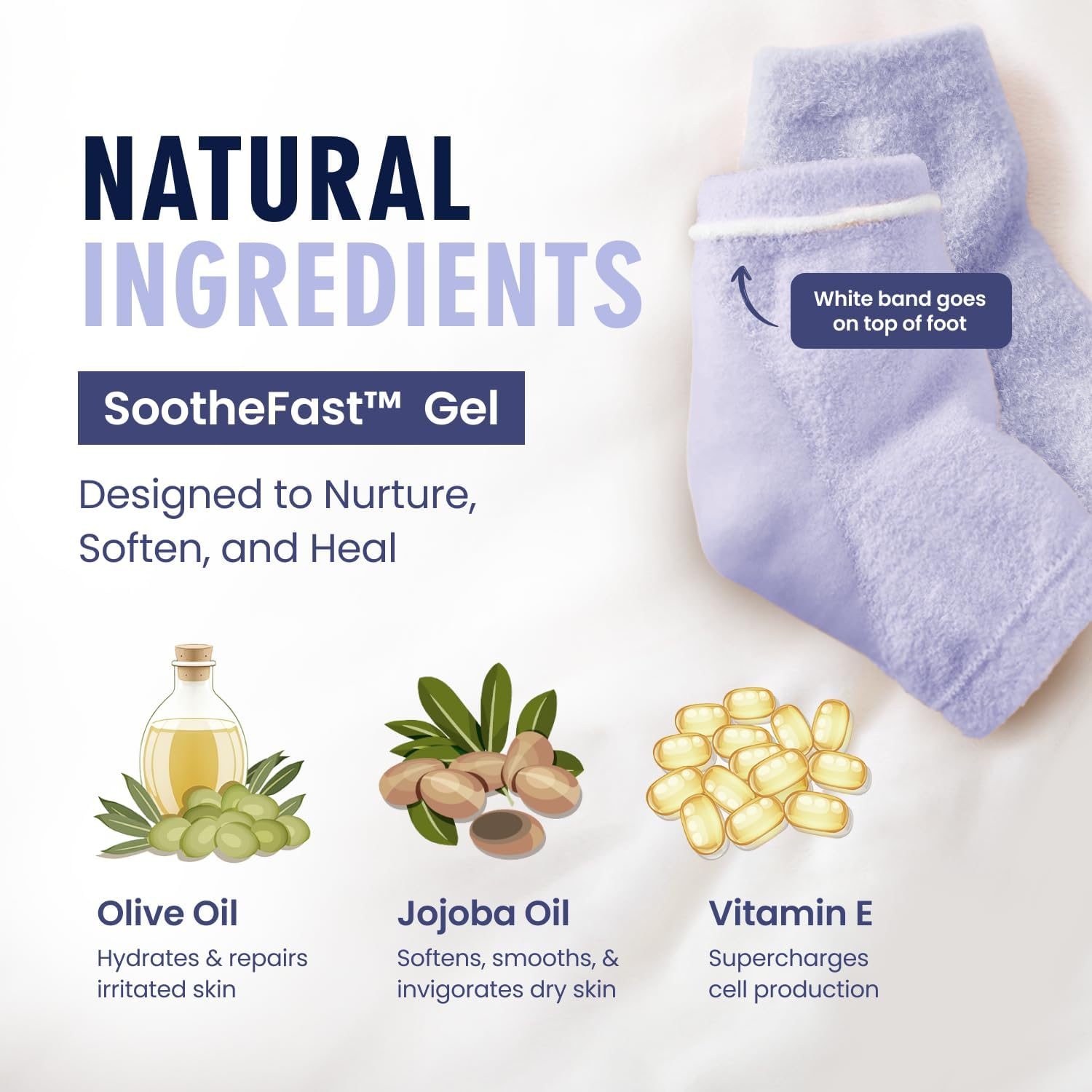 Dr. Frederick'S Original Moisturizing Fuzzy Heel Socks - 2 Pairs - Cozy Gel-Lined Sleep Socks for Women & Men - Soothes Dry, Cracked Feet - Heel Repair - Lilac Leisure - Blue Haven image number 6