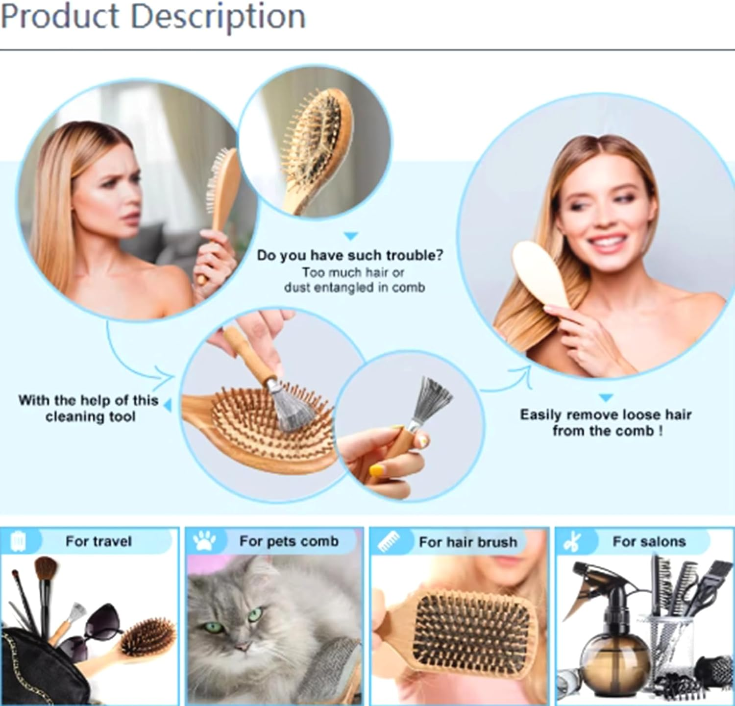 3 Piece Brush Cleaner, Hair Brush Cleaner, Hair Brush Cleaner Tool Set, Mini Hair Brush Remover for Combs, Carpets, Bath Mats, Hair Brush Cleaning image number 4