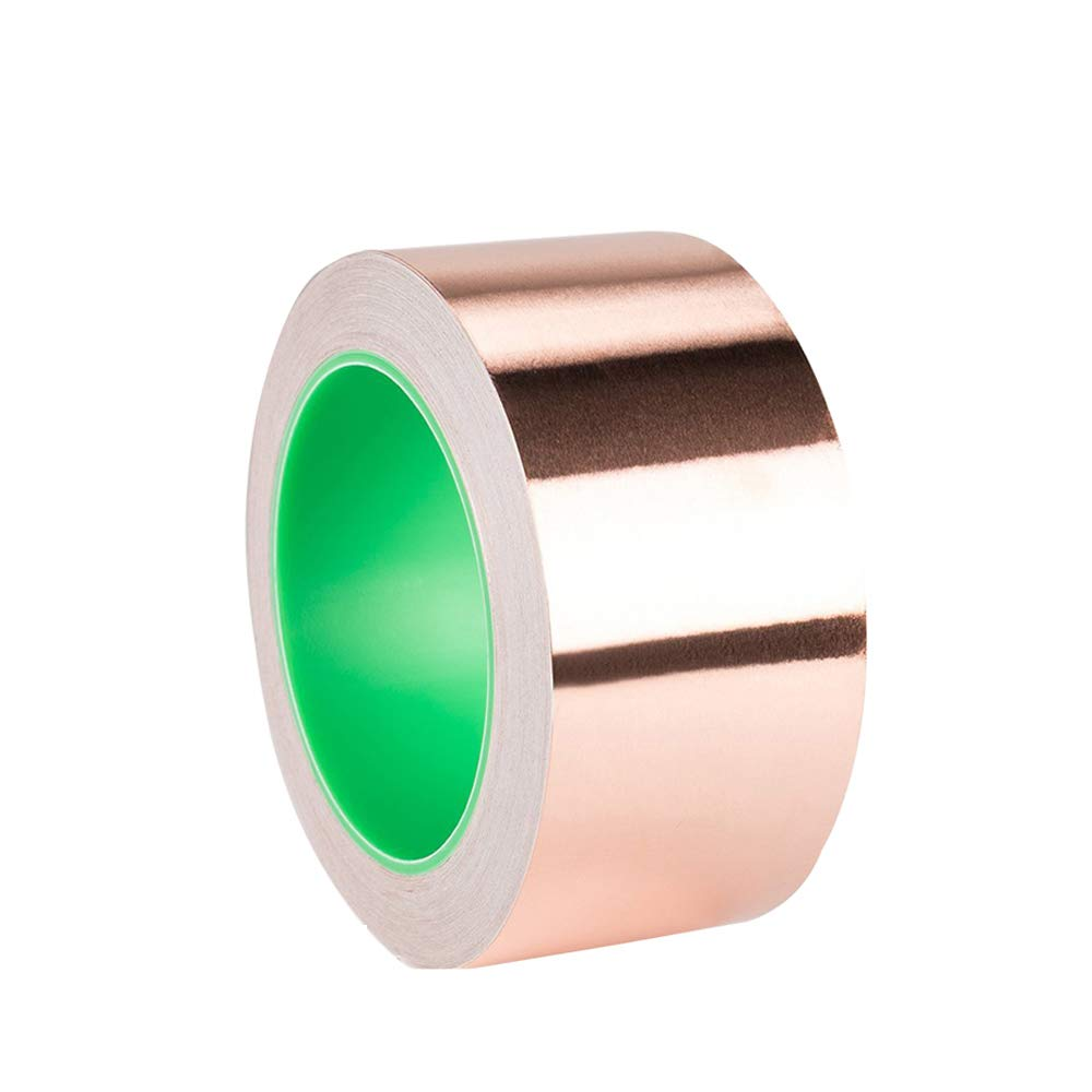 Danzix Copper Foil Tape Conductive Self Adhesive (2Inch X 33Ft) Extra Long Value Pack for Guitar & EMI Shielding, Slug Repellent, Crafts, Electrical Repairs, Grounding, Stained Glass, Brazing, Solde