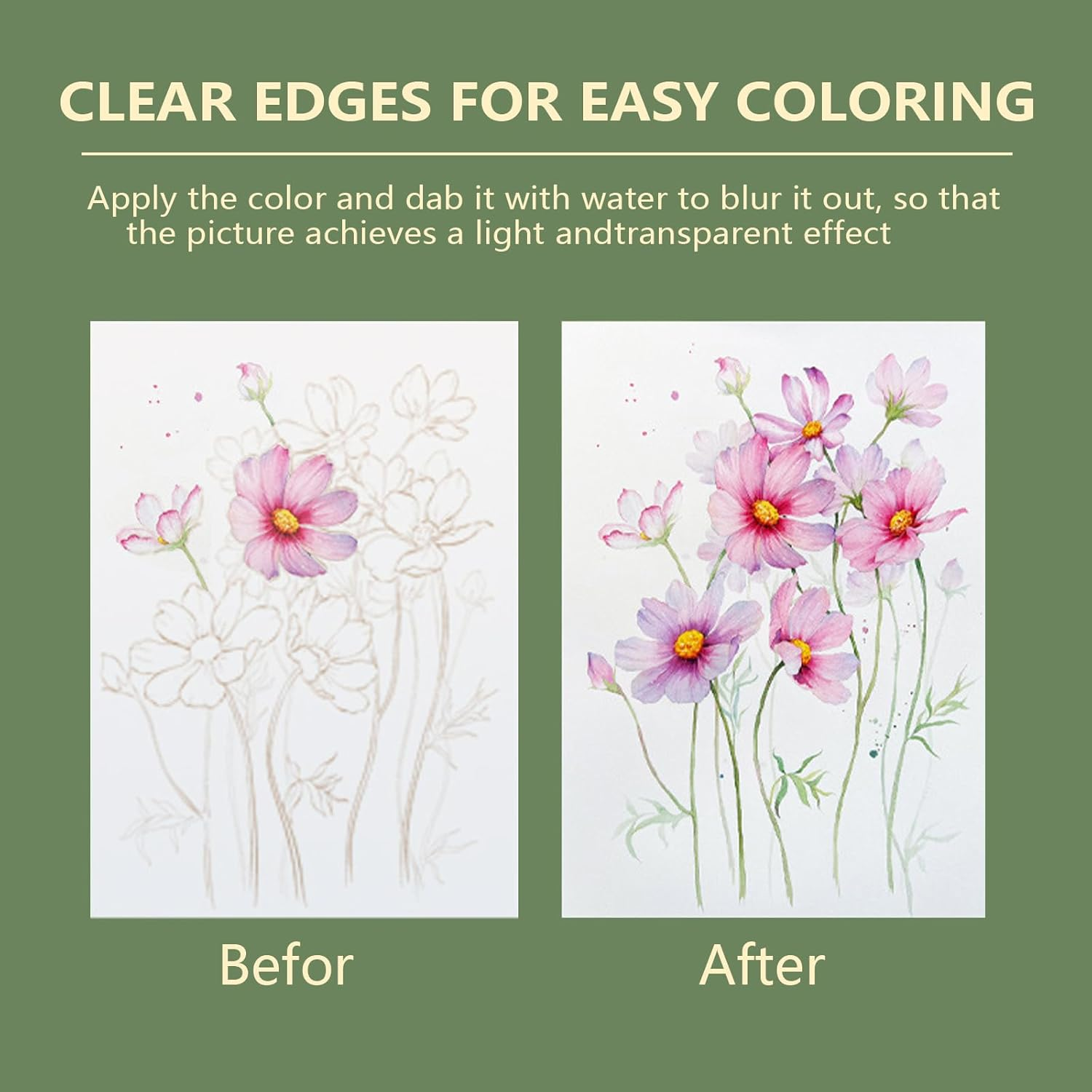 MEIYUETAOSI Watercolor Paint Pad Kit, 3 Themes12 Watercolor Coloring Books for Kids Teens and Adults Beginners 6.6 * 9'' image number 6