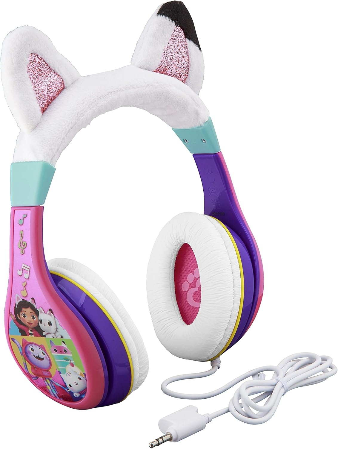 Ekids Gabbys Dollhouse Headphones for Kids, Wired Headphones for School, Home or Travel, Tangle Free Toddler Headphones with Volume Control, 3.5Mm Jack, Includes Headphone Splitter