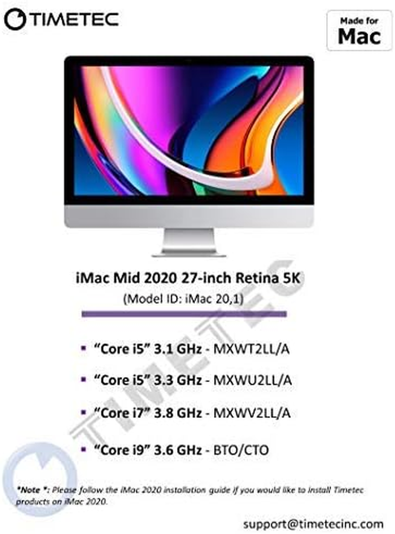 Timetec 64GB Kit(2X32Gb) Compatible for Apple DDR4 2666Mhz for Mid 2020 Imac (20,1 / 20,2) / Mid 2019 Imac (19,1) 27-Inch W/Retina 5K Display, Late 2018 Mac Mini (8,1) PC4-21333 / PC4-21300 MAC RAM image number 4