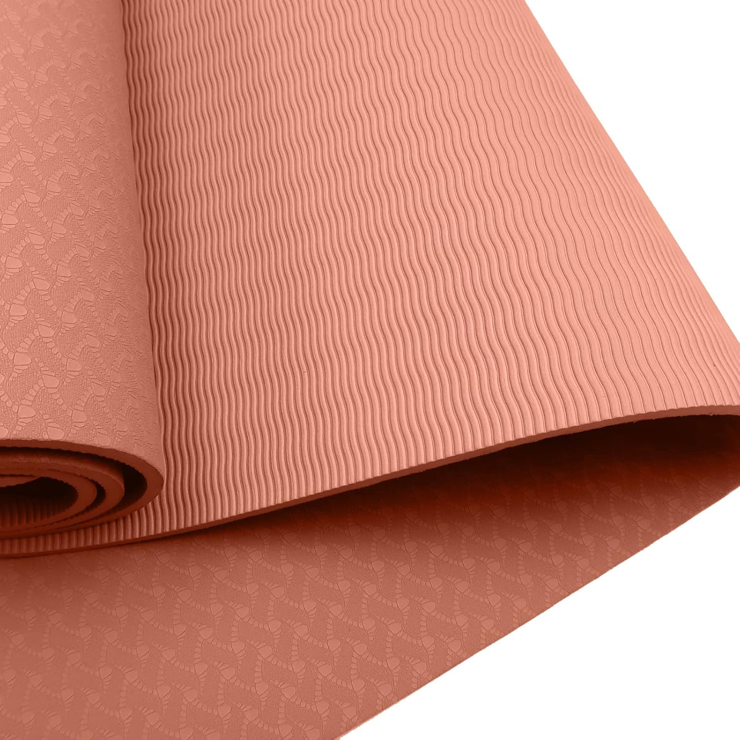 Powertrain Eco-Friendly TPE Yoga Pilates Exercise Mat, 6 Mm, Pink image number 1