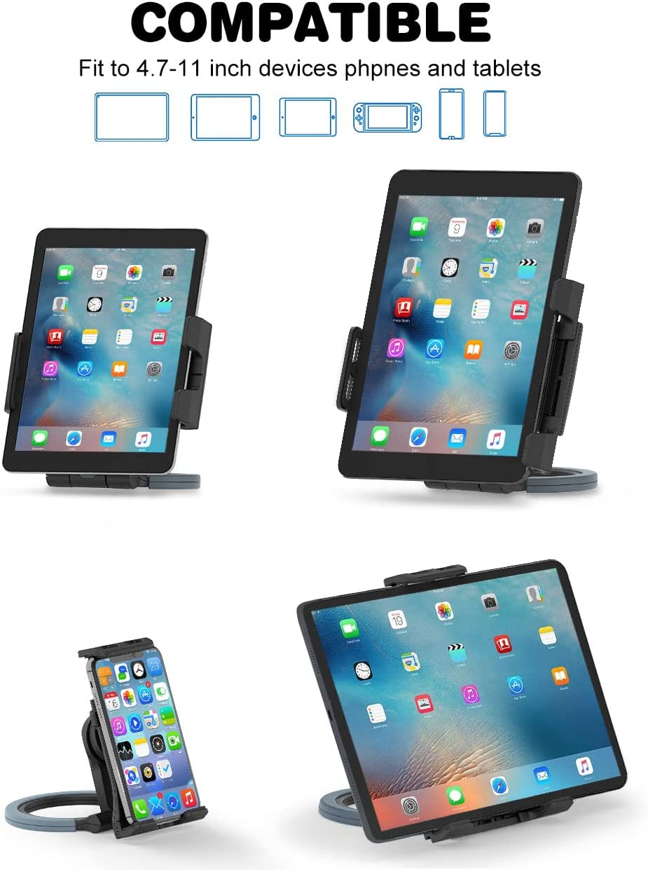 Tablet Stand Adjustable - Cenawin Foldable Tablet Holder, Kitchen Tablet Wall Mount Universal Desktop Stand with Aluminum Arm for 4.7-12" Tablet, Compatible with Ipad Pro/Air/Mini, Phone, Switch image number 4
