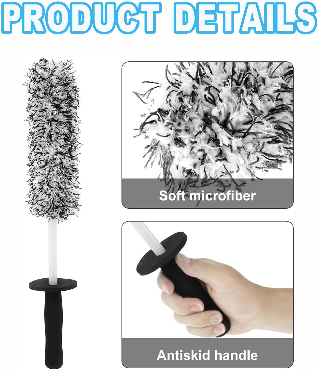 Wheel Brush Car Premium Wheel Brush Soft Wheel Cleaning Brush Non-Metallic Rim Cleaner Brush with Ergonomic Handle Rim Tire Detailing Brush for Motorcycle Bicycle Effective Wheel Wash Tool image number 6