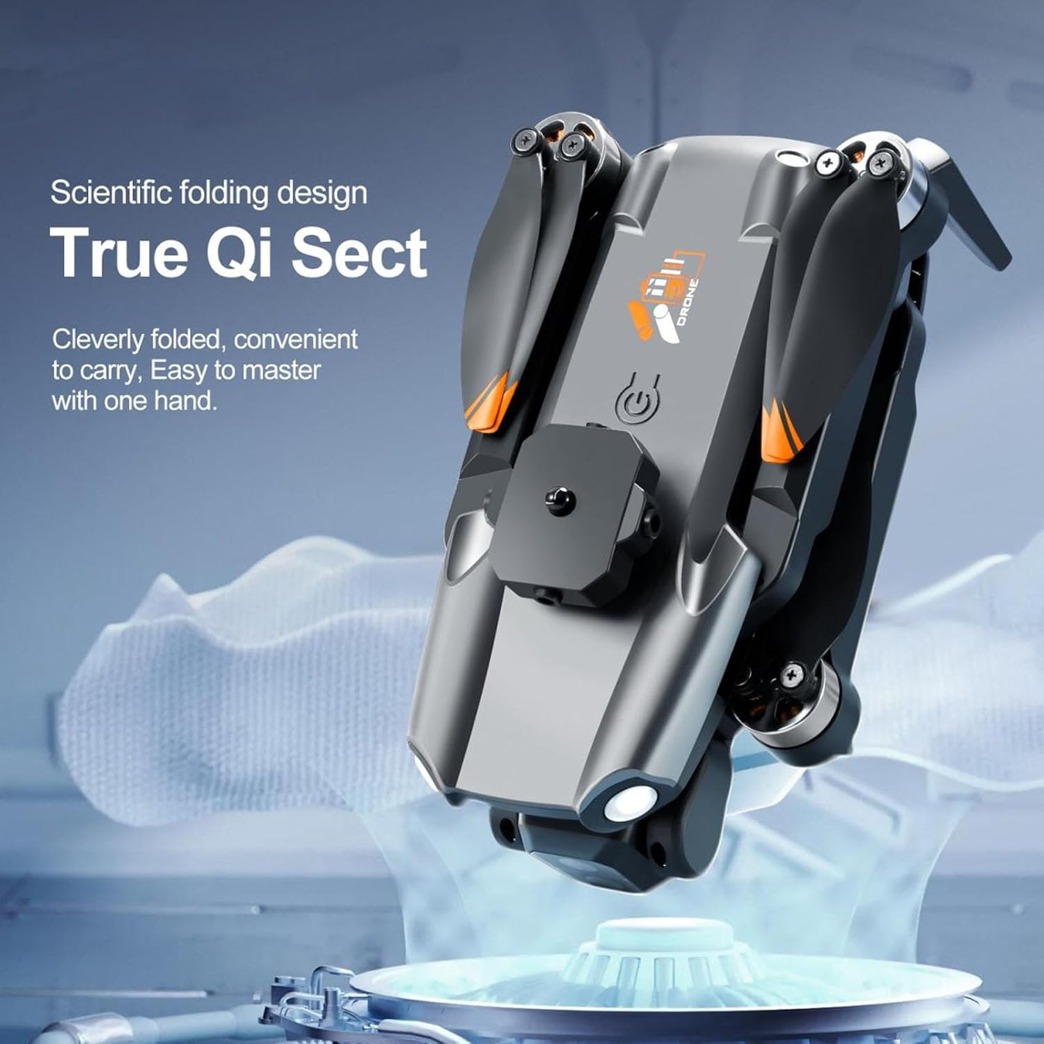 RC Drone, 4K Dual Camera, 50X Zoom, 4 Sided Obstacle Avoidance, Optical Positioning Hovering, Wifi Remote Control Sensing Quadcopter with LED Light (Black) image number 2