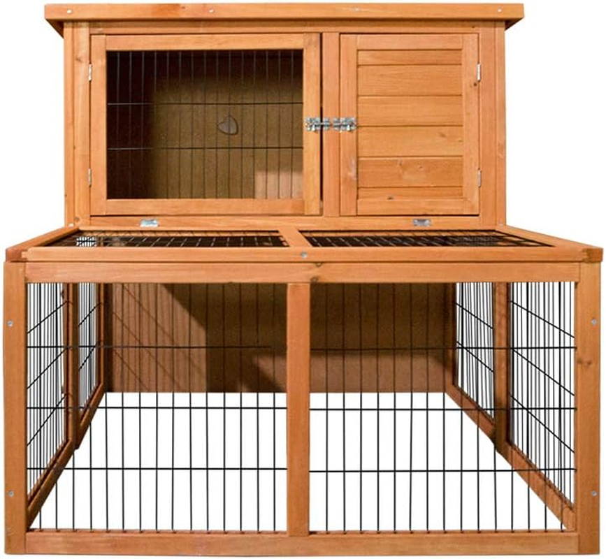 I.Pet Chicken Coop Large Rabbit Hutch, Coops Wooden Pet House Run Cage Walk in Bunny Hen Chook Guinea Pig Ferret, Metal Outdoor Door Roof Weatherproof Farm - Mid 2 image number 2